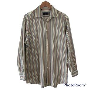 Etro Milano Men's Multi-Color Striped Button Front Size 44 / XL
